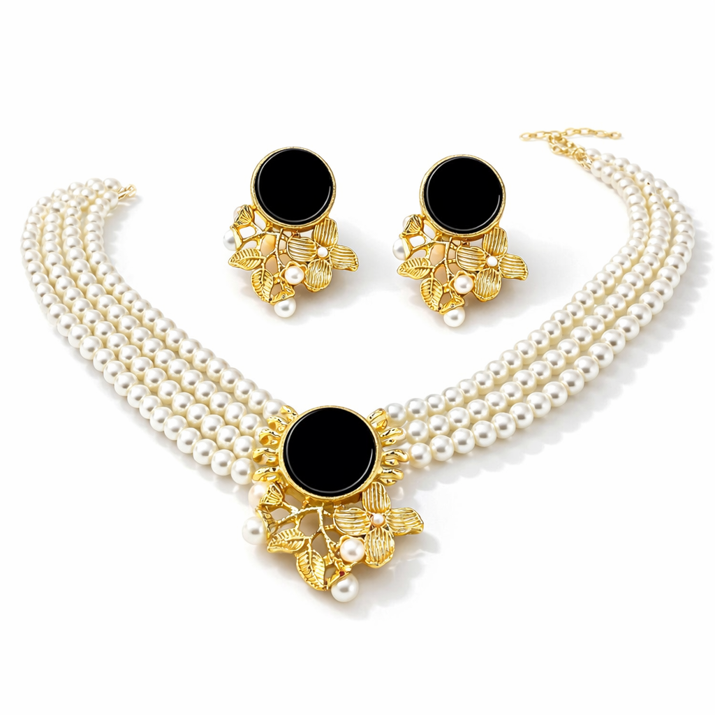 Golden Circle Floral Choker Set