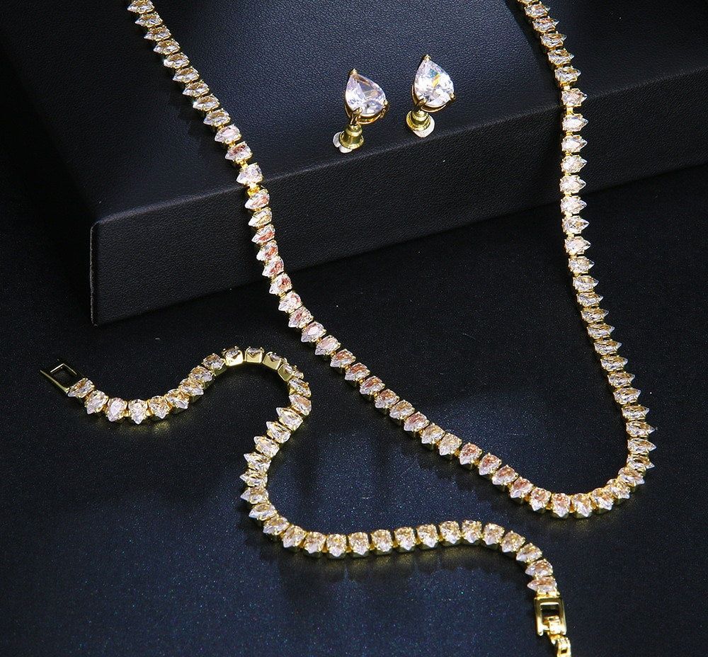 Pear Zircon Jewellery Set