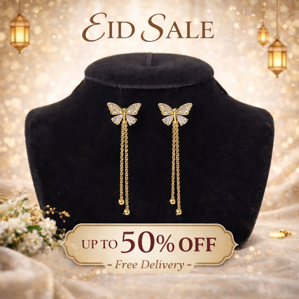 Golden Butterfly Tassel Earrings