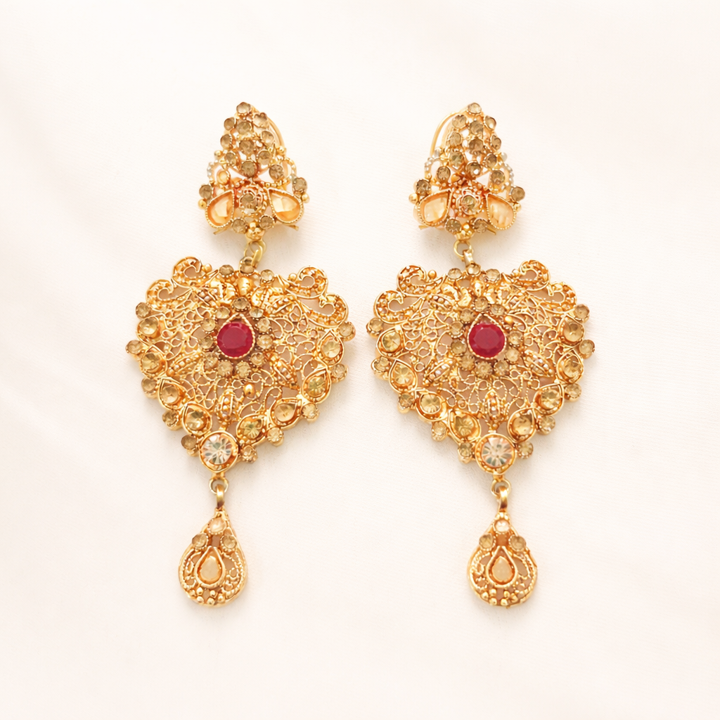 Elegant Maroon Statement Earrings