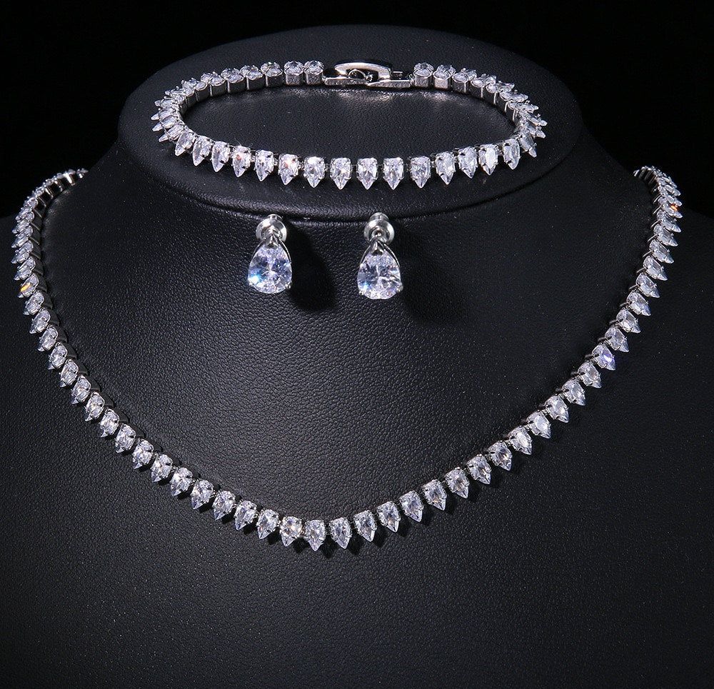 Pear Zircon Jewellery Set