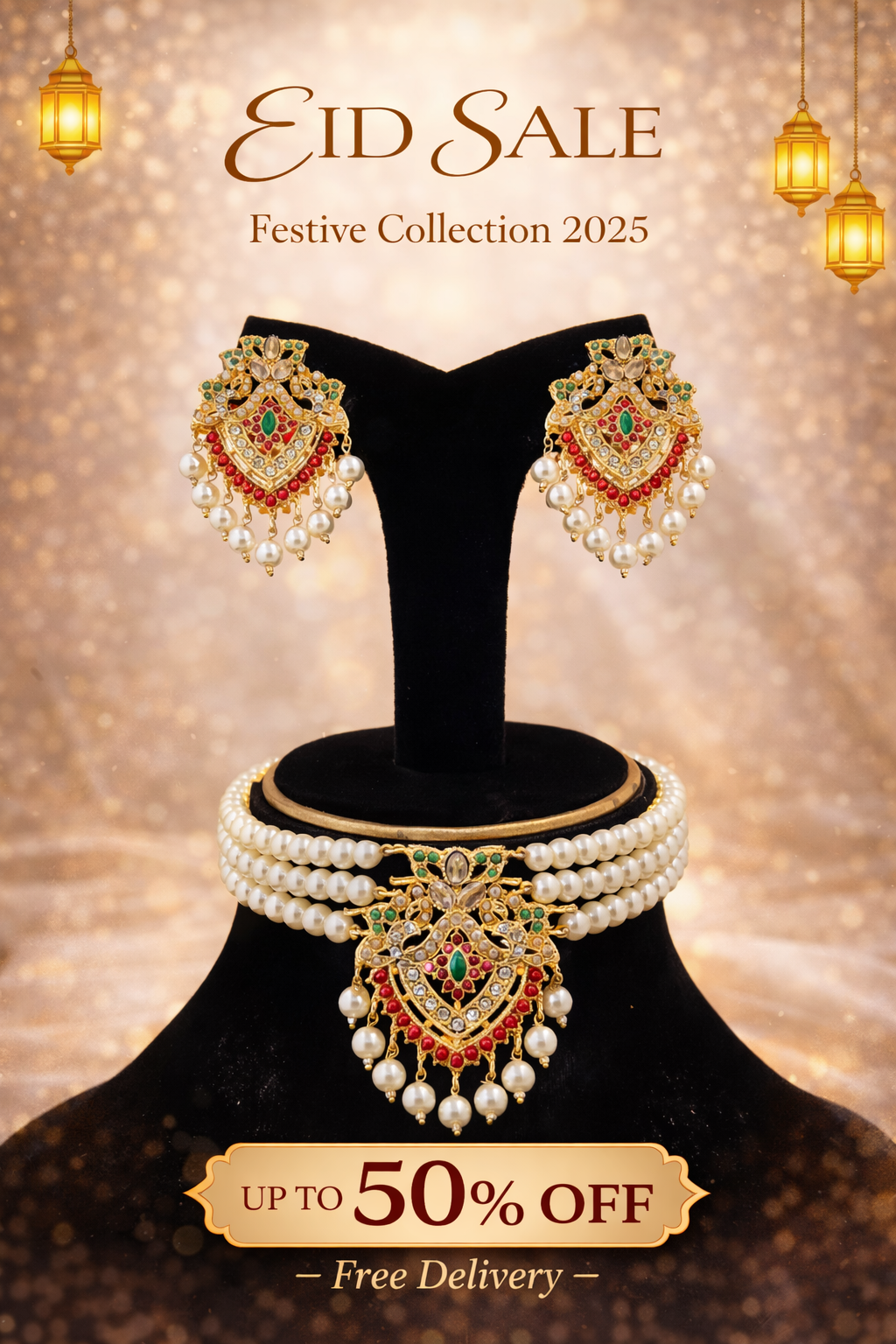 Golden Marquise Choker Set