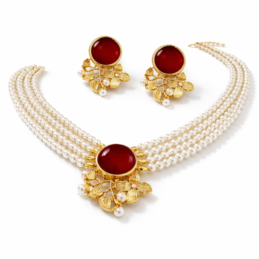 Golden Circle Floral Choker Set